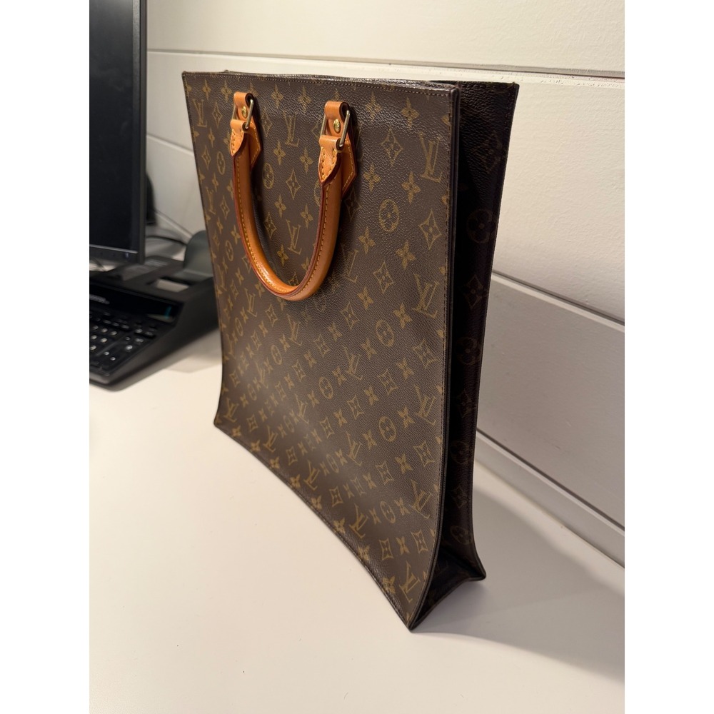 Louis Vuitton Sac Plat Monogram Canvas Tote Bag Brown M53124 Made in France - Picture 2 of 8